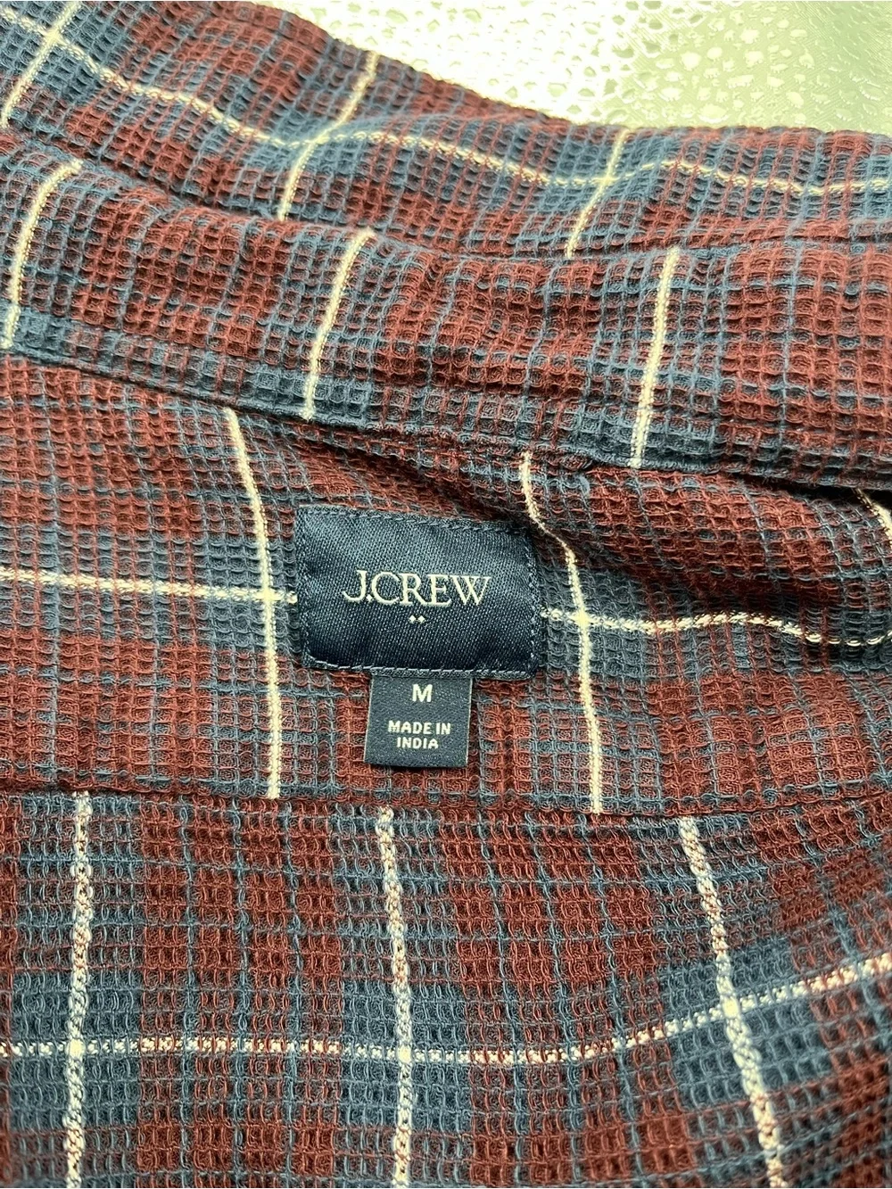 J.Crew Men's Waffle Knit Plaid Button Down Long Sleeve Shirt 100%Cotton Medium